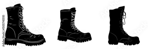 A bold black silhouette of a rugged boot, the Sturdy Boot Icon embodies strength, durability, and adventure, making it suitable for website design, app icons, and branding