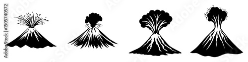 The Volcano Icon is a simple yet striking black silhouette of a volcano with smoke emanating from its peak