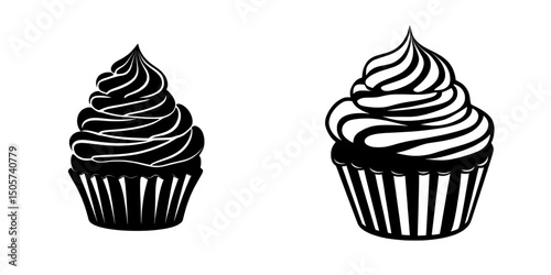 The Sweet Treat Icon is a simple, elegant, and versatile icon that depicts a cupcake with frosting, ideal for incorporation into website design, mobile apps, or any graphic design project needing a
