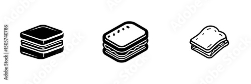 A simple yet striking black sandwich icon, perfect for menus, food blogs, or any project where a classic sandwich graphic is needed, is represented by the Sandwich Icon