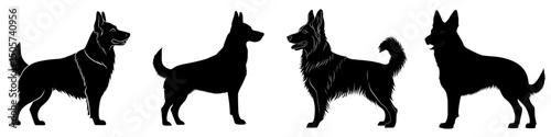 A German Shepherd dog is depicted in a striking silhouette, standing alert and proud, making for a perfect minimalist logo or branding design