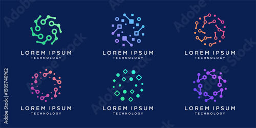 Set of global tech logo connection
