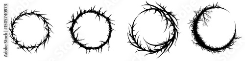 Crown of Thorns’ is a stark and symbolic illustration of a crown of thorns that represents sacrifice, suffering, and redemption with its sharp image