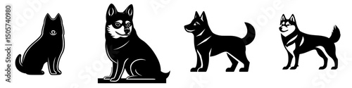 A bold, minimalist silhouette of a wolf is presented, capturing its primal strength and intelligence in a striking black on white design