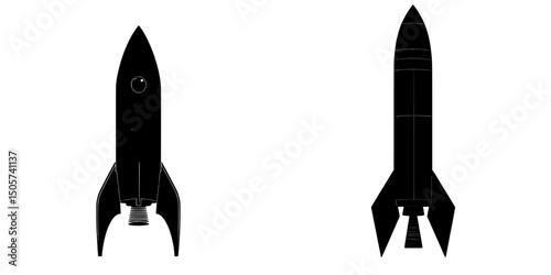 The Rocket Launch Icon is a simple yet powerful symbol represented by a black silhouette of a rocket in launch, embodying innovation, speed, and progress, and is suitable for use on websites,