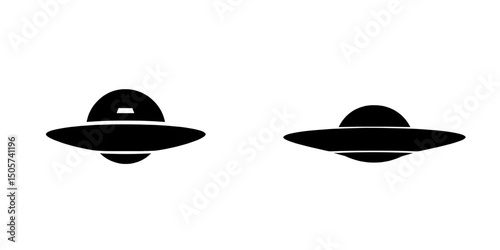 The UFO Icon is a classic flying saucer illustration in black and white, simple in design yet striking in appearance, and perfect for representing extraterrestrial life or science fiction themes