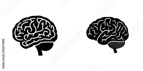 A modern and sleek silhouette of a human brain is embodied in the Brainpower Icon, making it perfect for symbolizing intelligence, learning, memory, and cognitive processes