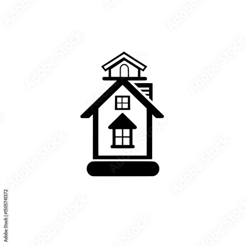 A classic lantern with a house inside is the central image of the Home Sweet Home Lantern Icon, a minimalist black and white icon that represents home, comfort, and security