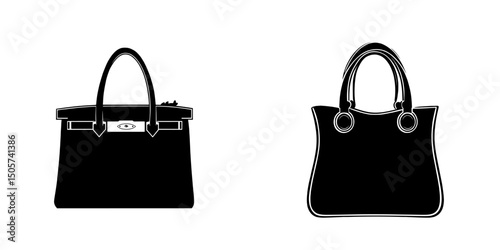 A classic handbag with a double handle is depicted in a simple yet elegant silhouette, making it a great graphic for fashion, retail, and lifestyle design