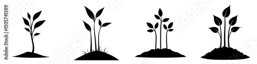 The Growing Plant Icon represents a simple yet powerful symbol of a plant emerging from the ground, embodying growth, prosperity, and new beginnings
