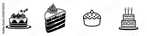 The Cake Icon is a simple yet elegant icon that depicts a layered cake with a single swirl on top, ideal for use on bakery menus, websites, or celebratory designs