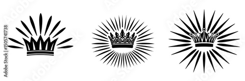 A black and white minimalist representation of culinary excellence is embodied by Chef's Hat and Sunburst
