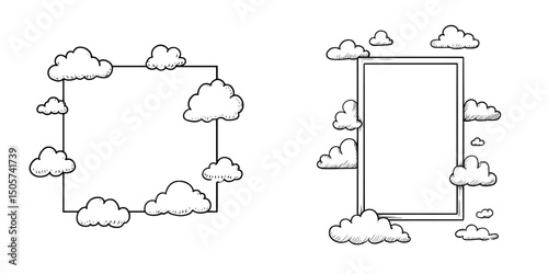 This frame design boasts a minimalist aesthetic, complemented by stylized clouds that add a touch of playfulness