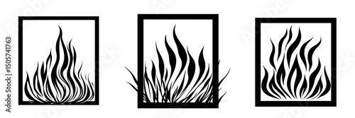 Fiery Frame’ is characterized by its stylized black frame and flame-like edges, which add a touch of drama and heat