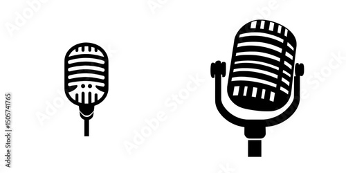 The acoustic icon is represented by a simple black silhouette microphone, suitable for various projects including podcast, vocal, or sound themes, on a minimalist background