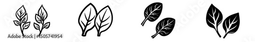 Black, white, and line art spinach leaf icons are available as vegetable graphics