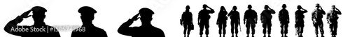 In uniform, the silhouettes of police officers and soldiers can be seen saluting
