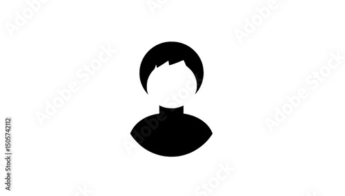 The icon for a default user profile is a black and grey round shape avatar, person icon set, gender neutral sign, social media profile picture flat symbol isolated on transparent background, modern