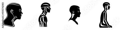 A modern silhouette icon of a sports figure in profile, rendered in minimalist style with a black and white color scheme for a contemporary aesthetic