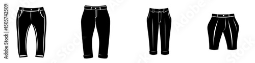 Modern black shorts icon in silhouette on a white background