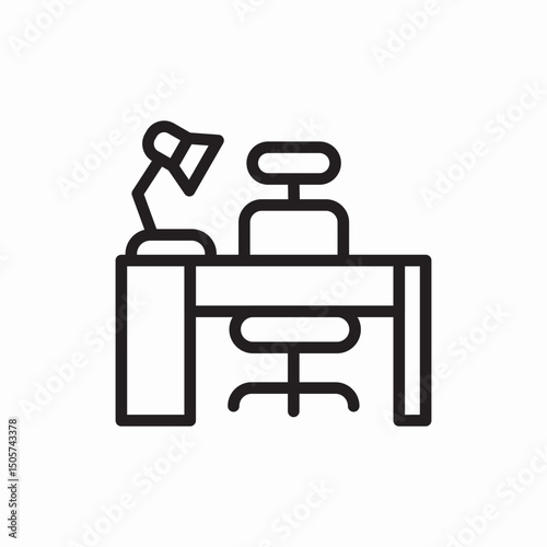work desk furniture icon vector sign