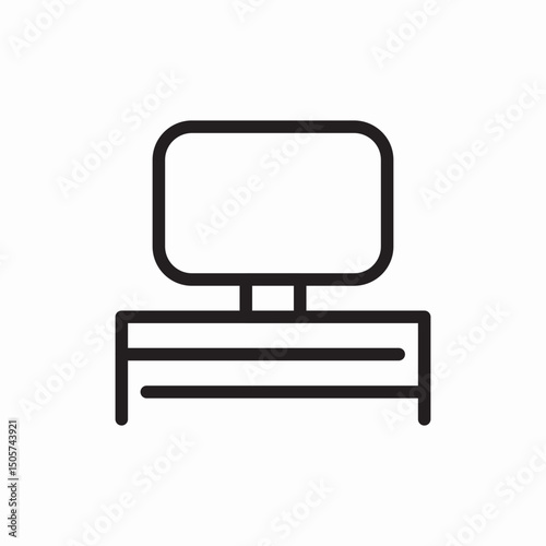 desktop computer work desk icon vector sign