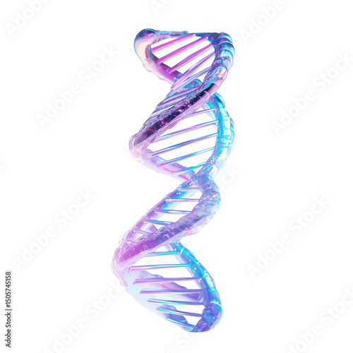 3D render of a DNA double helix with glowing blue