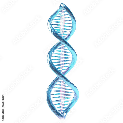 3D render of a DNA double helix with glowing blue