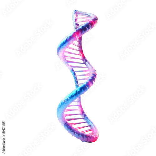 3D render of a DNA double helix with glowing blue