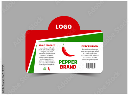 Bottle Label Pepper Brand Name Template Design Packaging Product Vector Illustration