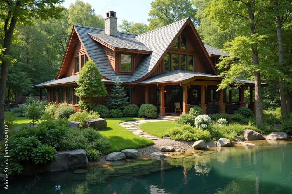 Obraz premium Harmonizing Home and Nature: Real Estate Property Photos showcasing seamless integration with the environment