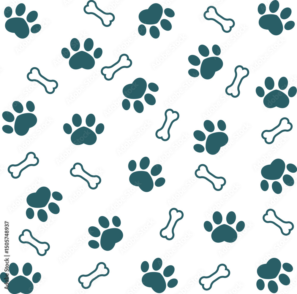 Fototapeta premium Paw print dog and cat Vector. footprint dog icon. Paw icon vector illustration.