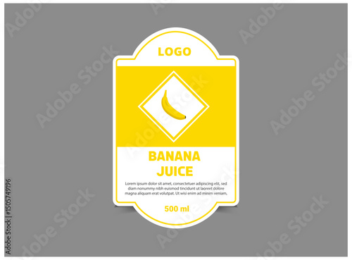 Bottle Label Template Design Banana Juice Brand Name Packaging Product Vector Illustration