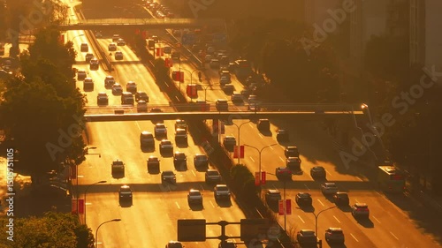 Early morning traffic on a Highway in Beijing, China