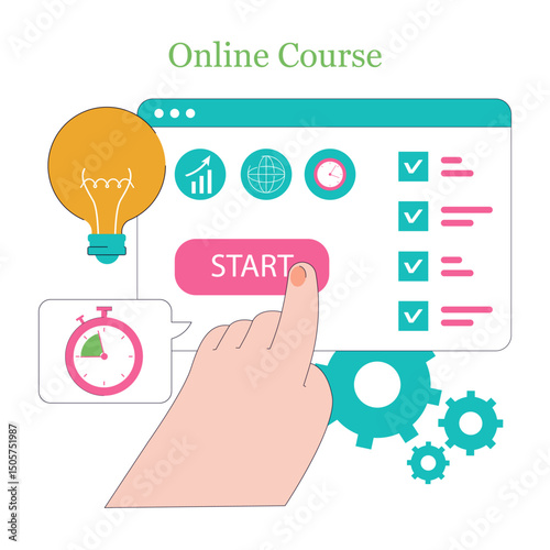 Online Learning. Flat Vector Illustration
