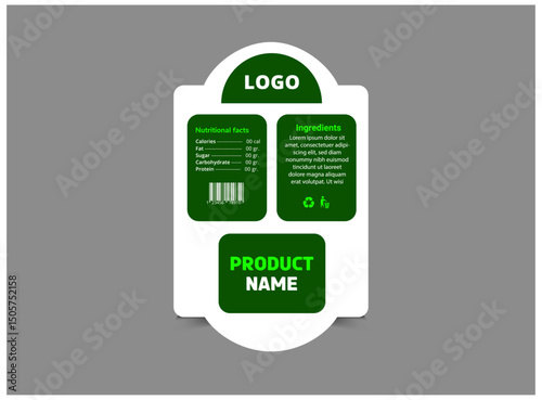 Bottle Label Template Design Green Product Name Packaging Vector Illustration