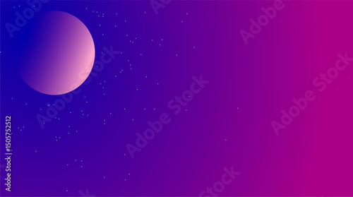 Purple Night Sky Gradient Moon Sci-Fi Vector Background