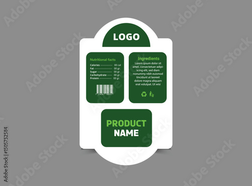 Bottle Label Template Design Green Product Name Packaging Vector Illustration