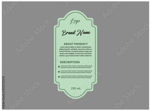 Bottle Label Template Design Green With Brand Name Packaging Product Vector Illustration