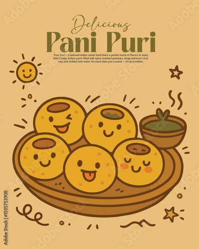 testy delicious pani puri illustration social media post