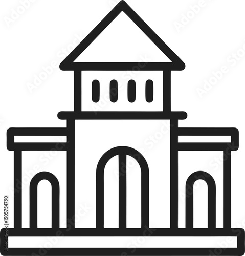 Court building  line art vector illustration on transparent background.