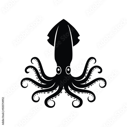 Majestic squid silhouette ocean creature aquatic life