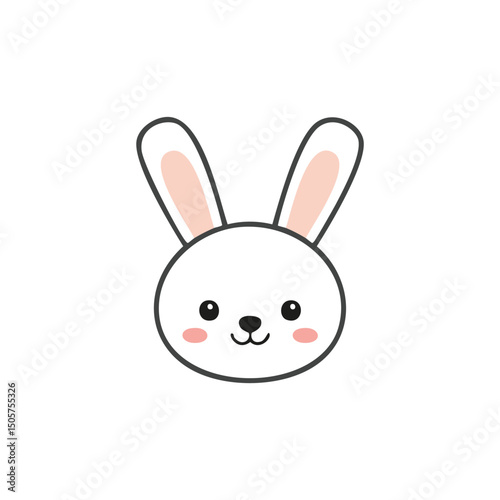 Adorable cartoon bunny rabbit head illustration