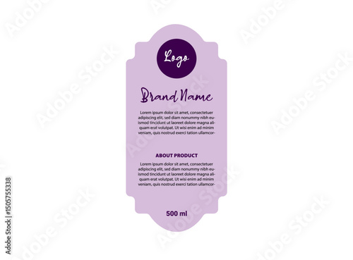 Bottle Label Template Design Purple Brand Name Packaging Product Vector Illustration