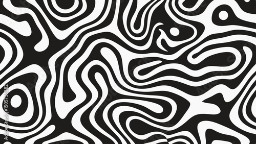 Abstract black and white pattern featuring swirling lines and organic shapes creating a fluid design |eps vectors