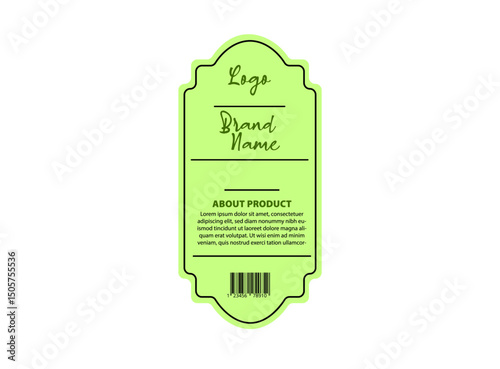 Bottle Label Template Design Green Brand Name Packaging Product Vector Illustration