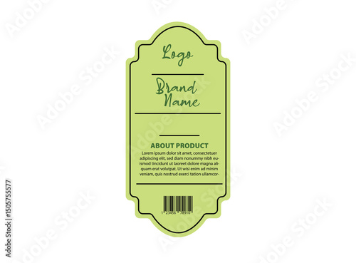 Bottle Label Template Design Green Brand Name Packaging Product Vector Illustration