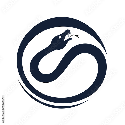 Elegant snake design circle logo symbol