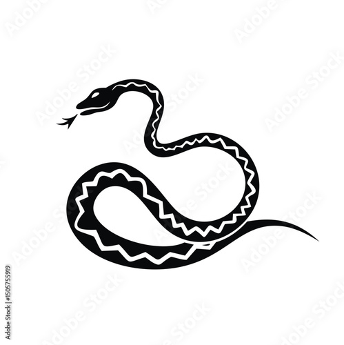 Stylized black snake design tribal art reptile