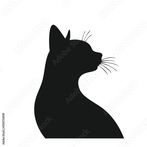 Elegant black cat silhouette profile view